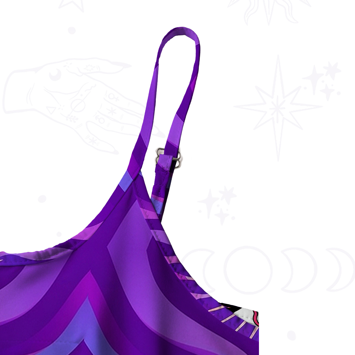 Purplehecate Sacred Eye Energy Flow Spaghetti Strap Midi Dress