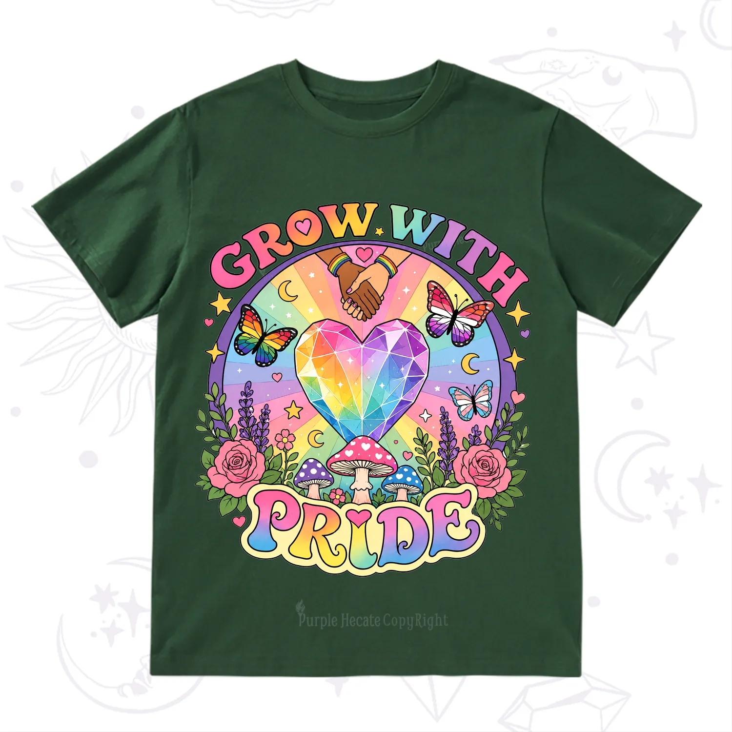 Purplehecate Grow With Pride Rainbow Heart T-Shirt