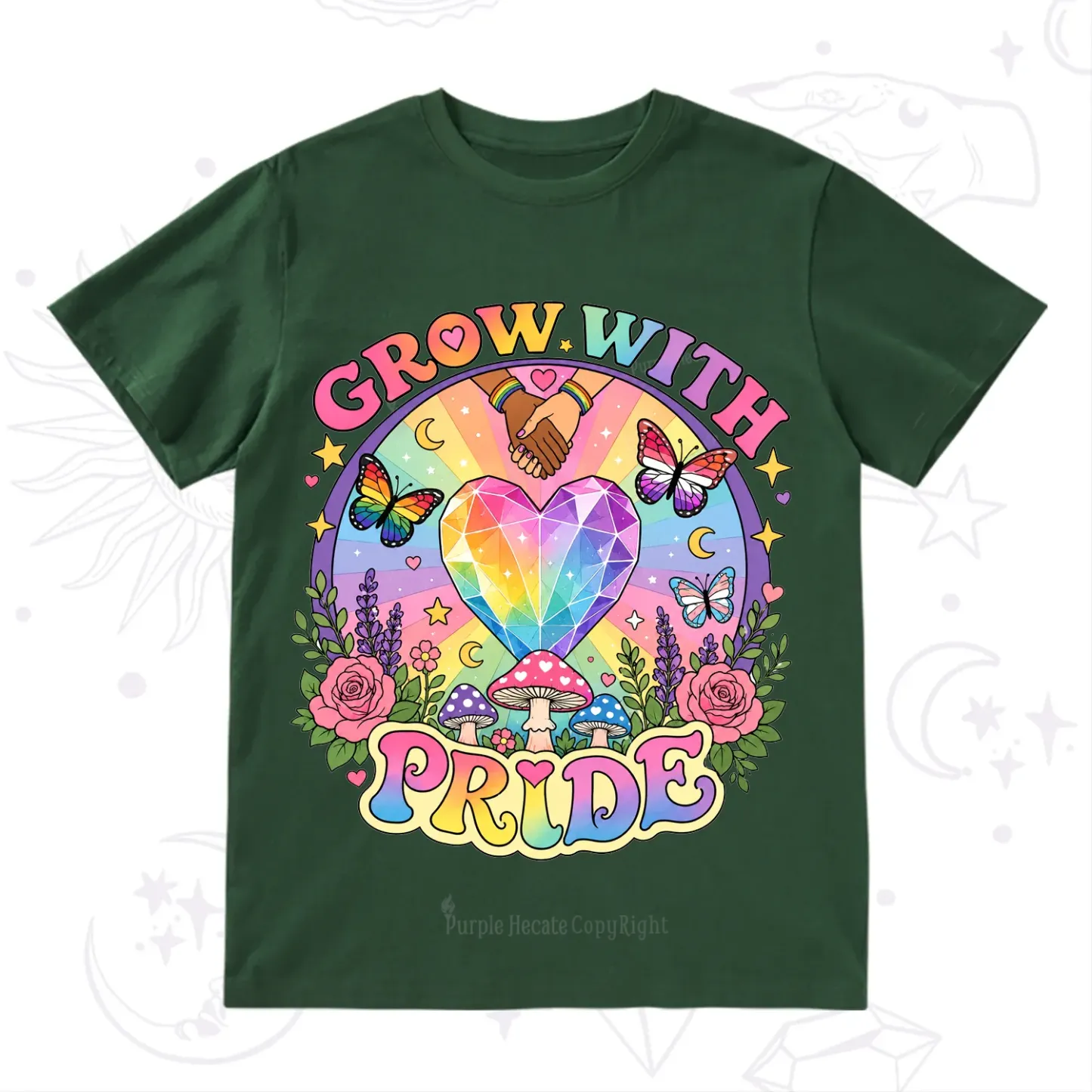 Purplehecate Grow With Pride Rainbow Heart T-Shirt