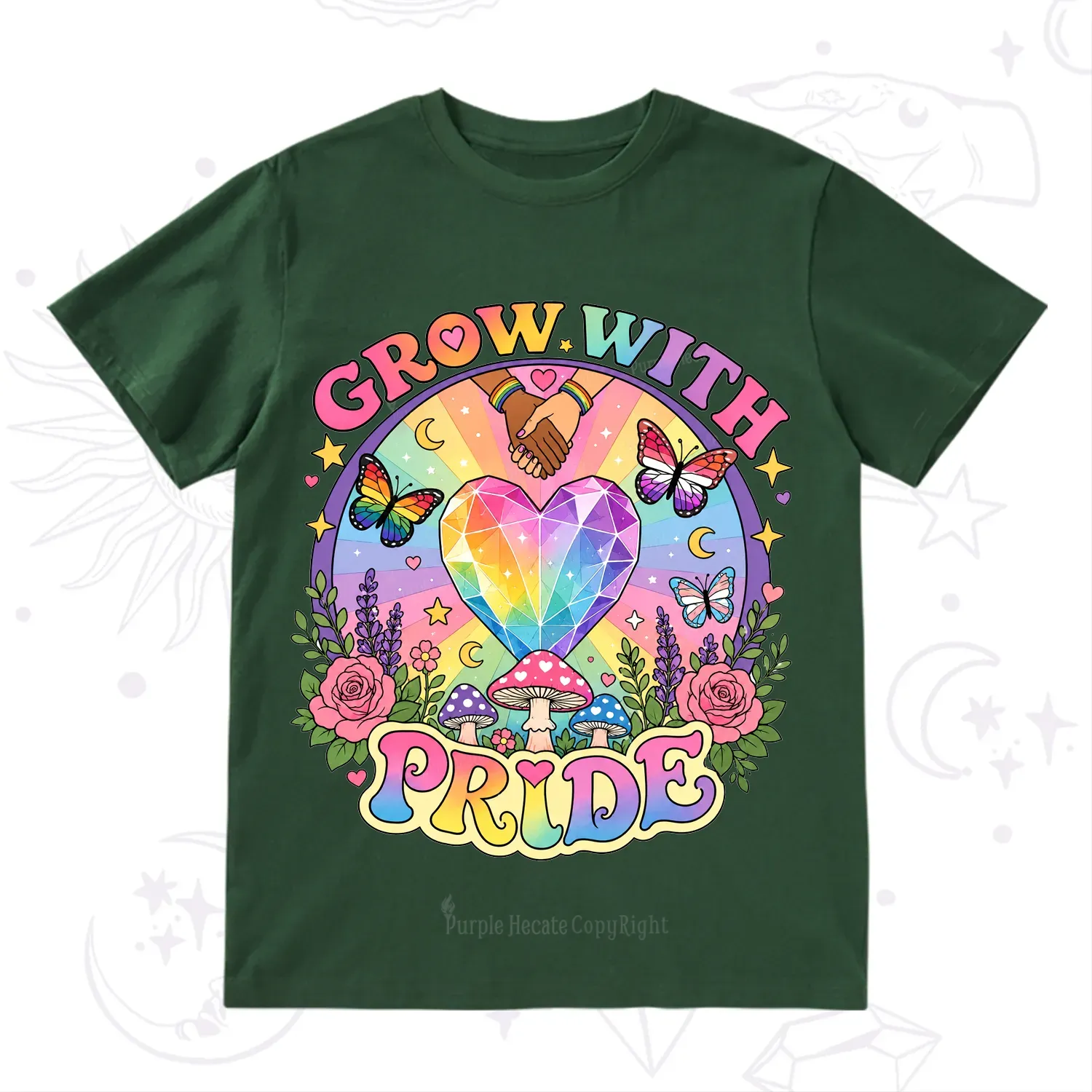 Purplehecate Grow With Pride Rainbow Heart T-Shirt
