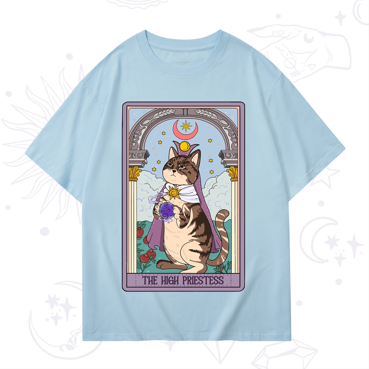Purplehecate The High Priestess Cat Tarot T-Shirt