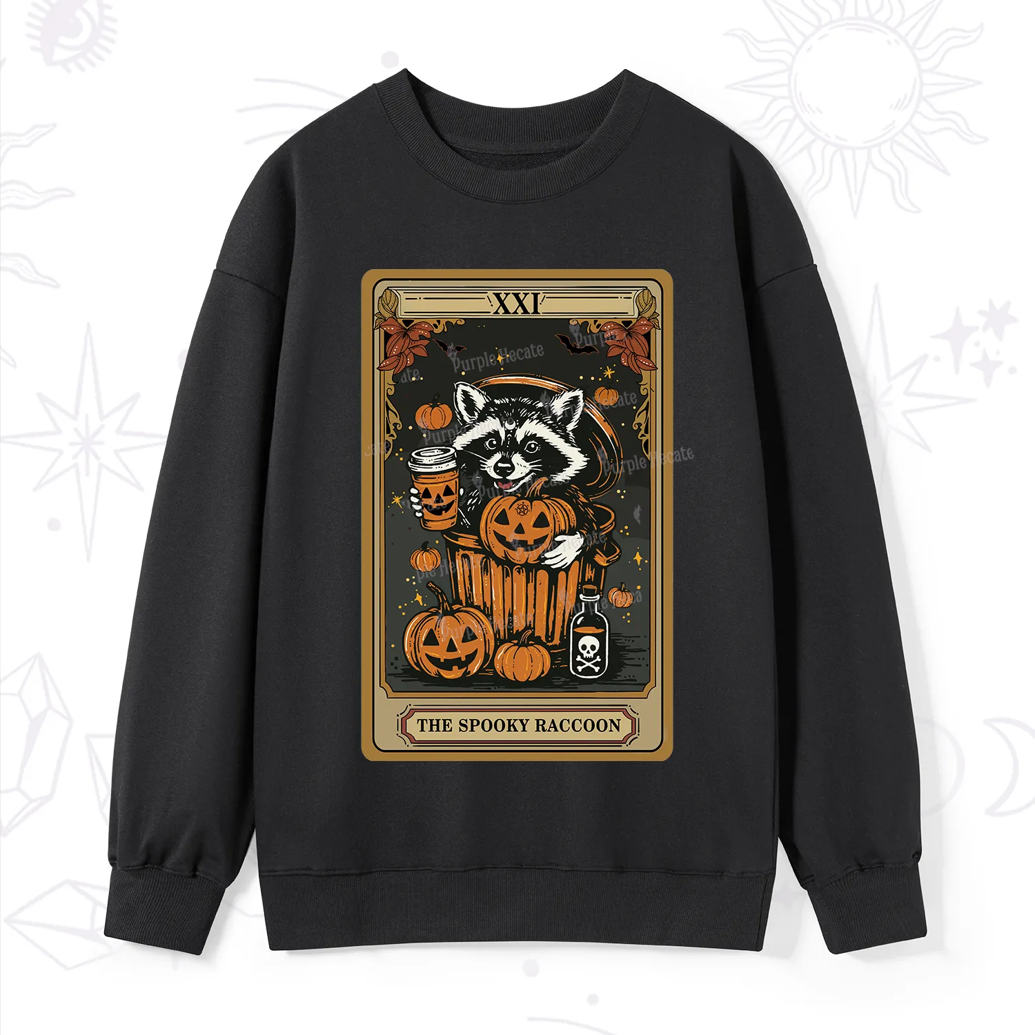 Purplehecate The Spooky Raccoon Tarot Halloween Sweatshirt