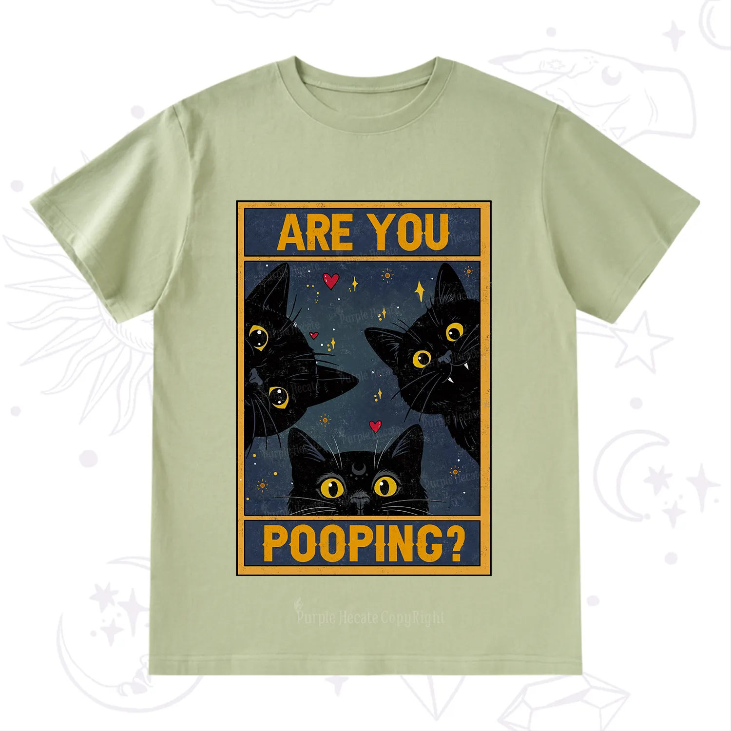 Purplehecate Funny Black Cat Are You Pooping T-Shirt
