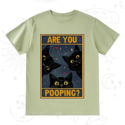 Purplehecate Funny Black Cat Are You Pooping T-Shirt