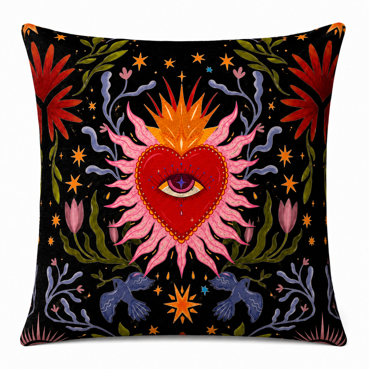 Purplehecate Sacred Flame Heart Pillow