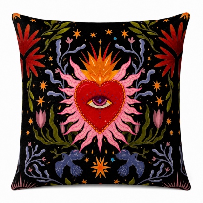 Purplehecate Sacred Flame Heart Pillow