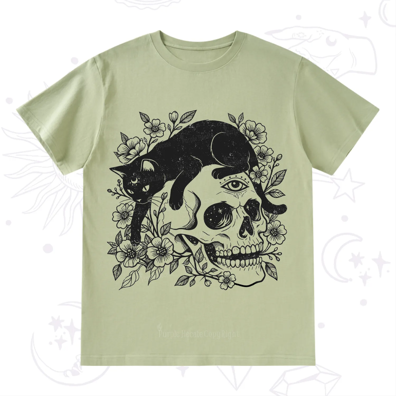 Purplehecate Black Cats In A Skull T-Shirt