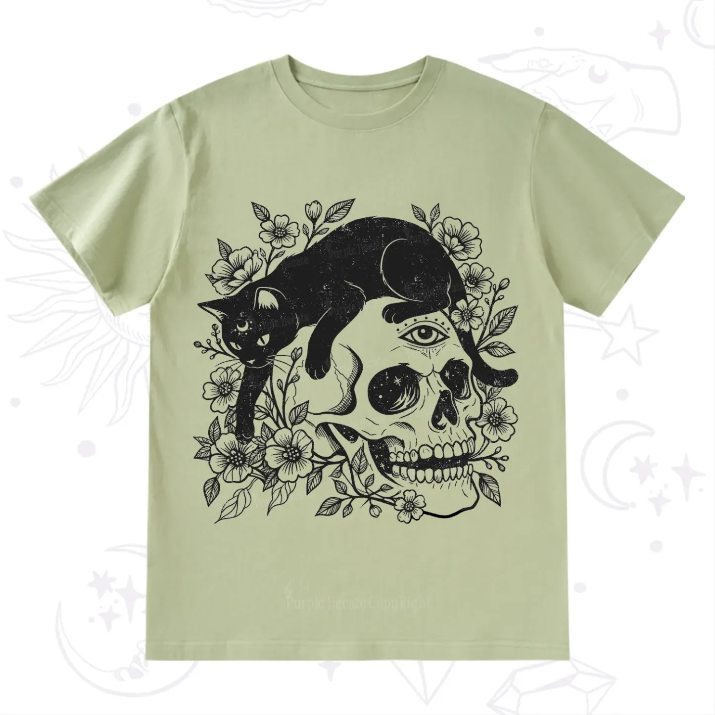 Purplehecate Black Cats In A Skull T-Shirt