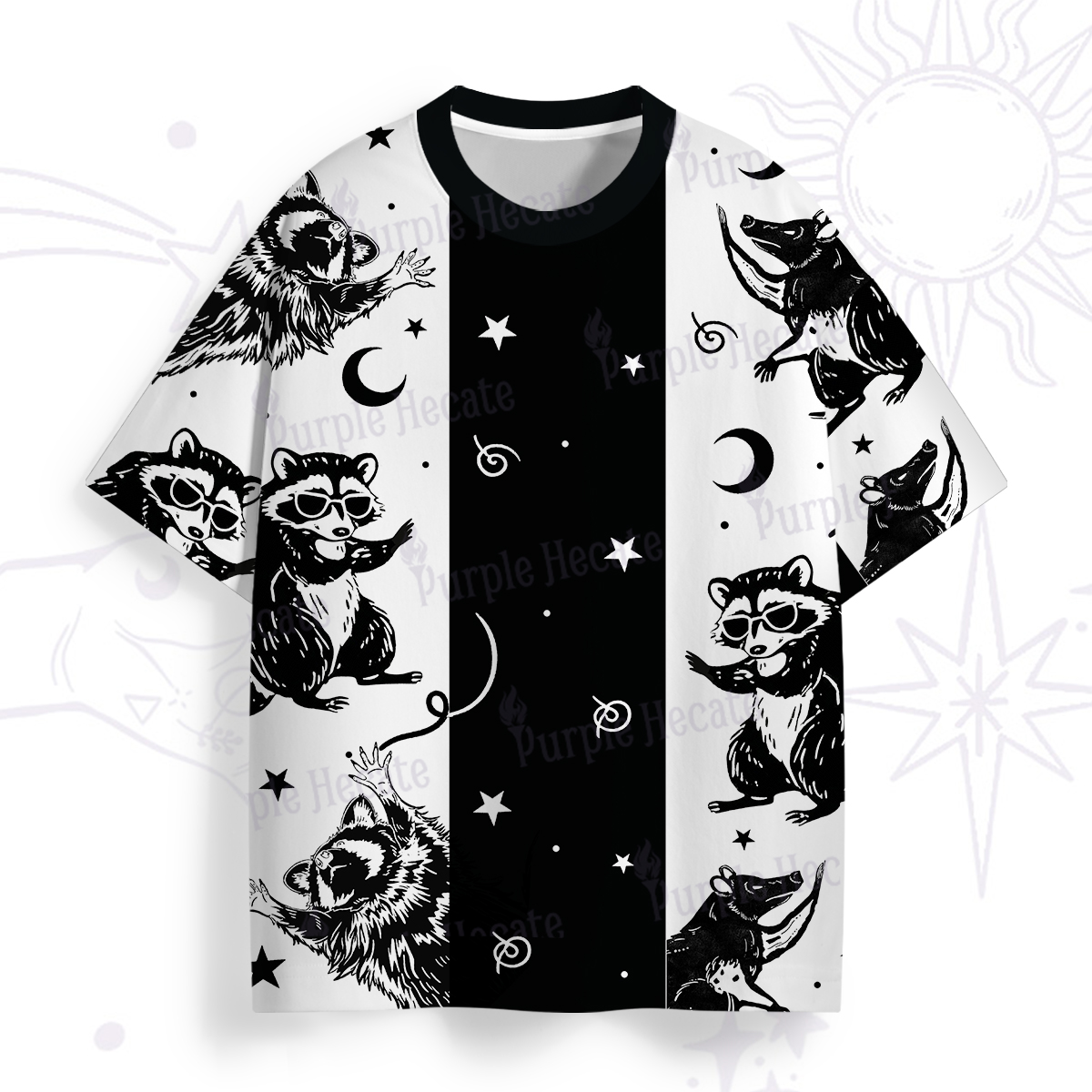 Purplehecate Galactic Raccoon Club All Over Print T-Shirt