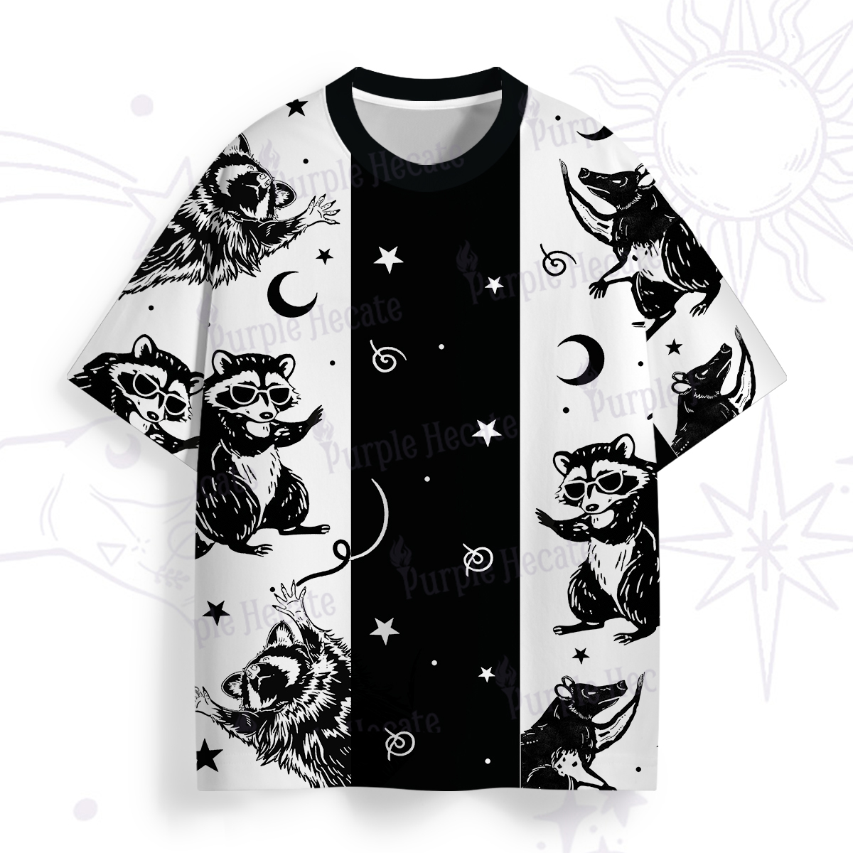 Purplehecate Galactic Raccoon Club All Over Print T-Shirt