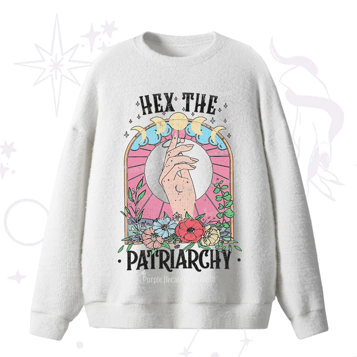 Purplehecate Hex The Patriarchy Fuzzy Ugly Sweater