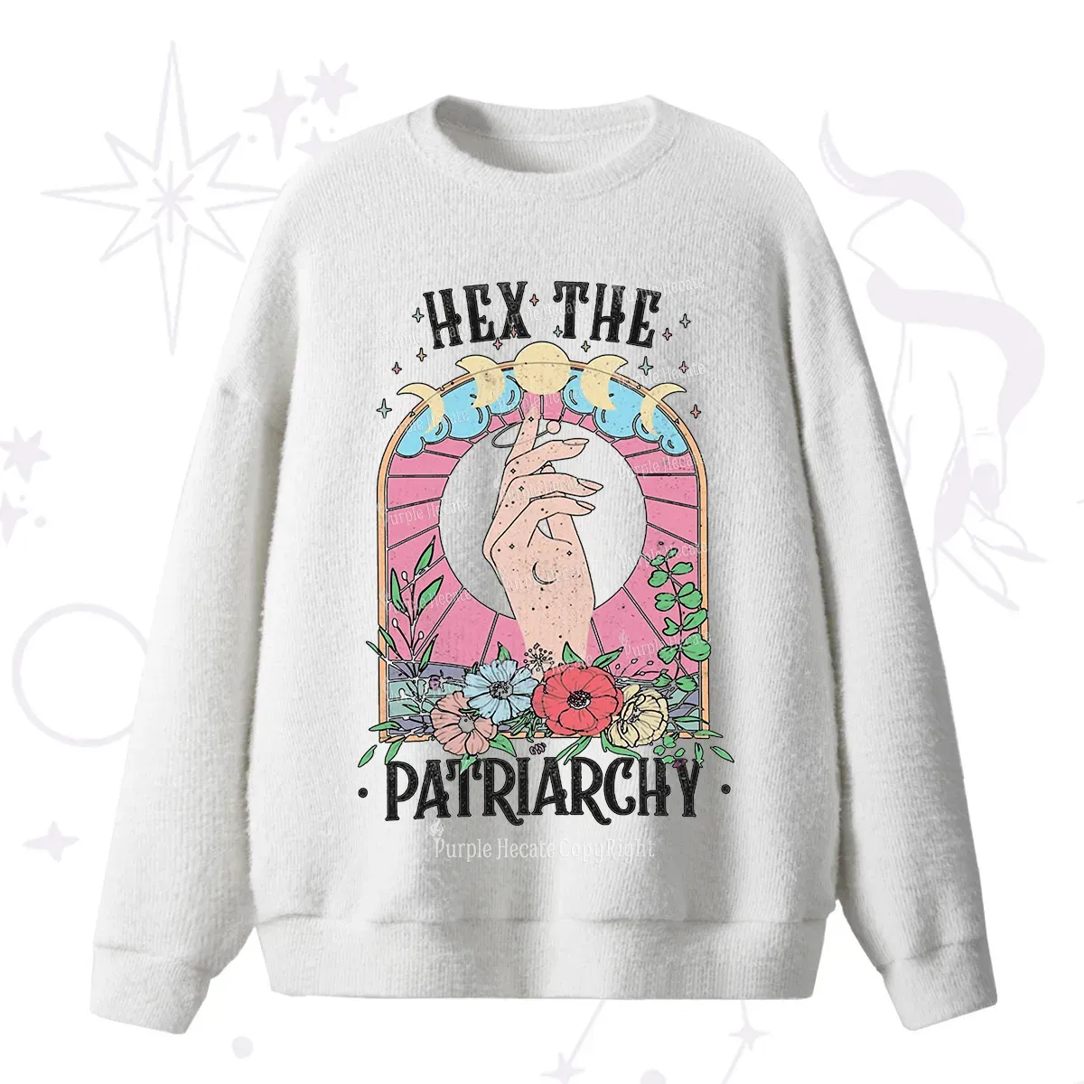 Purplehecate Hex The Patriarchy Fuzzy Ugly Sweater