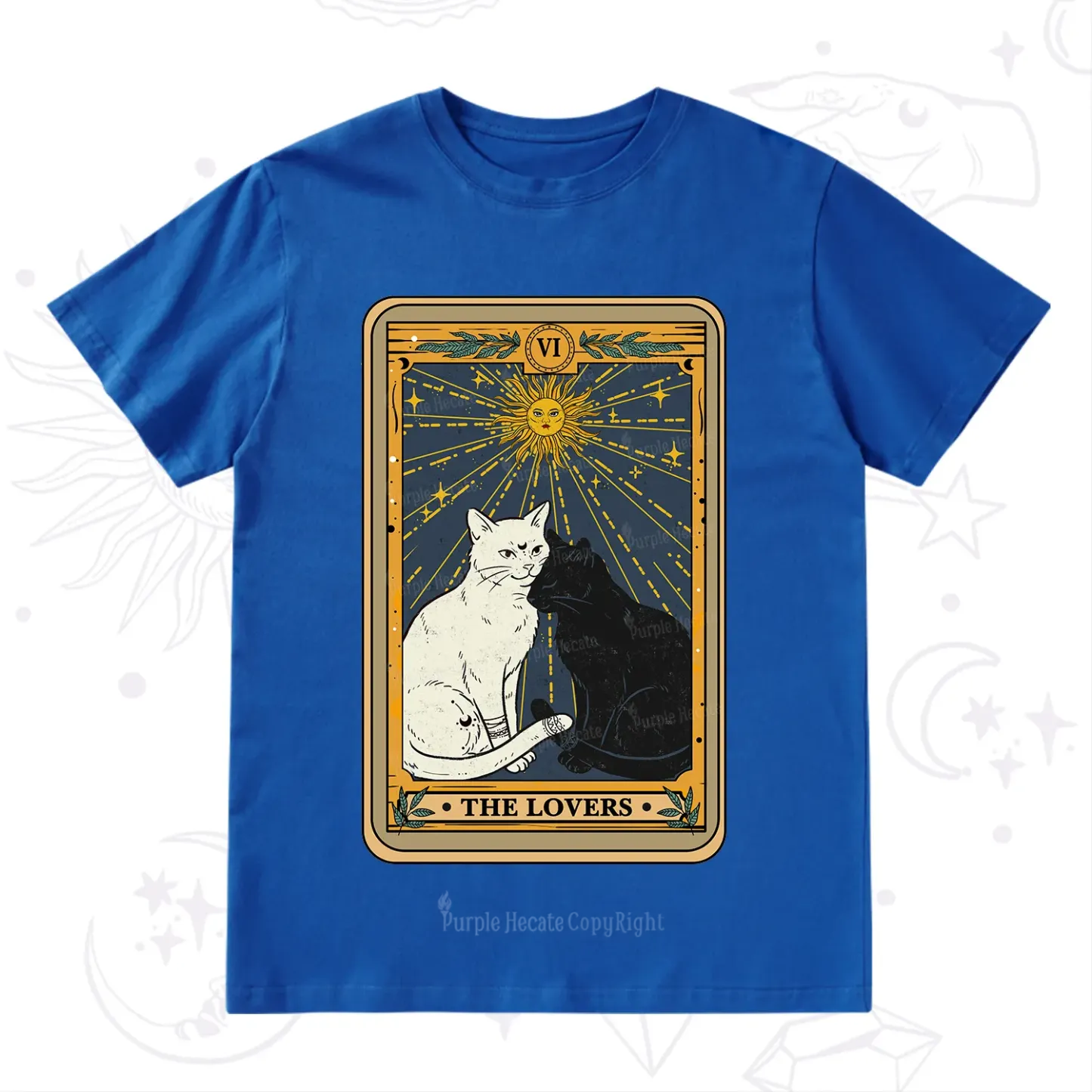 Purplehecate The Lovers Cat Tarot Card T-Shirt