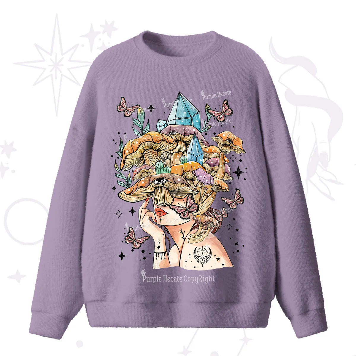 Purplehecate Crystal Goddess Fuzzy Ugly Sweater