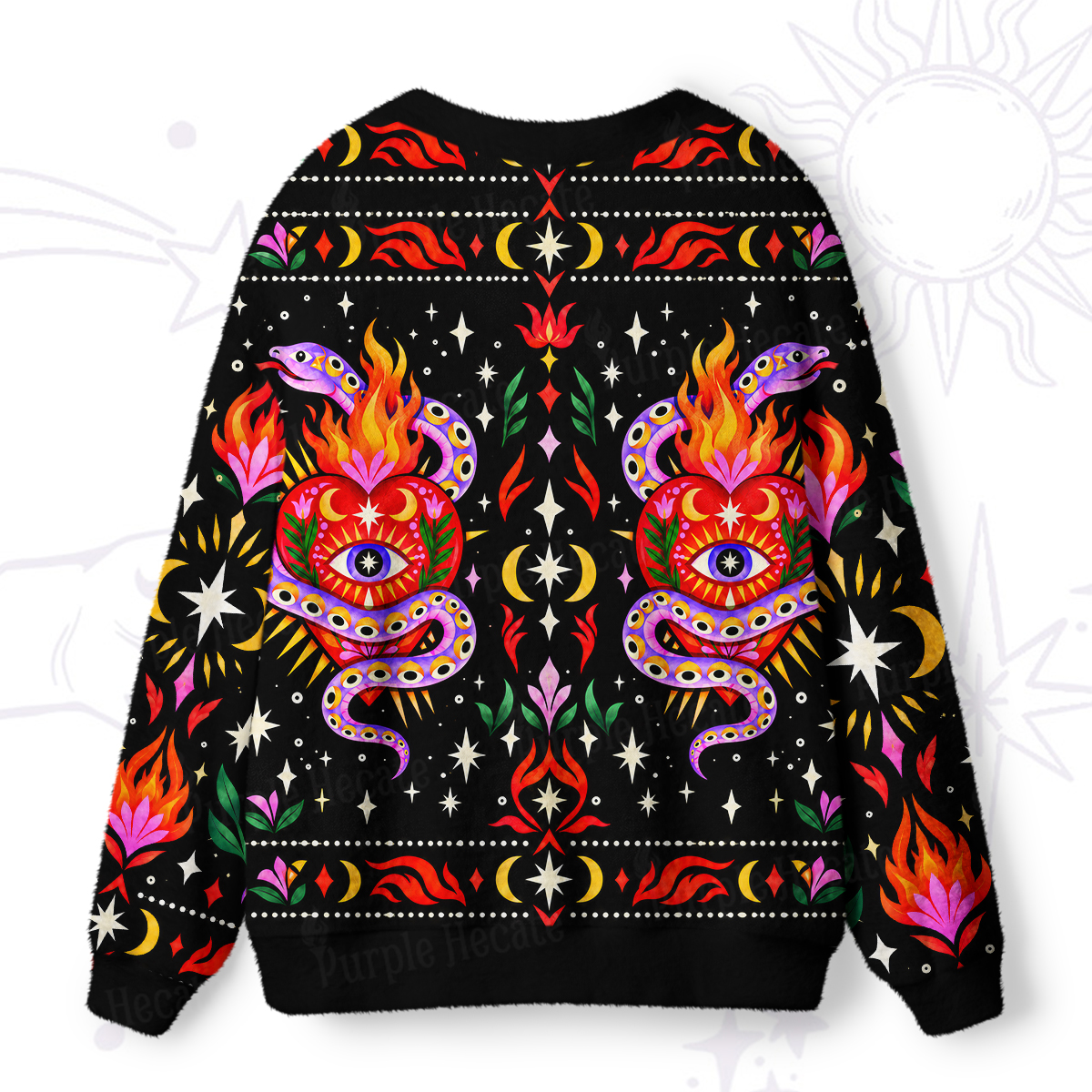 Purplehecate Mystic Serpent Sacred Heart Ugly Cardigan Sweaters