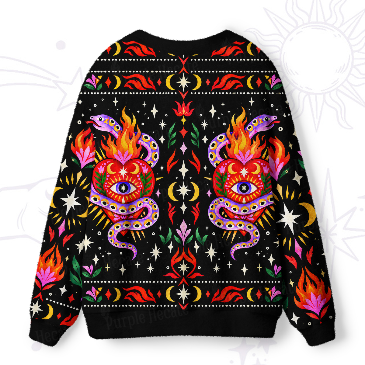 Purplehecate Mystic Serpent Sacred Heart Ugly Cardigan Sweaters