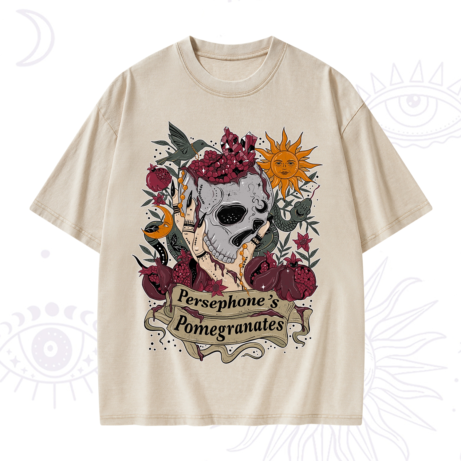 Purplehecate Persephone's Pomegranates Washed T-Shirt