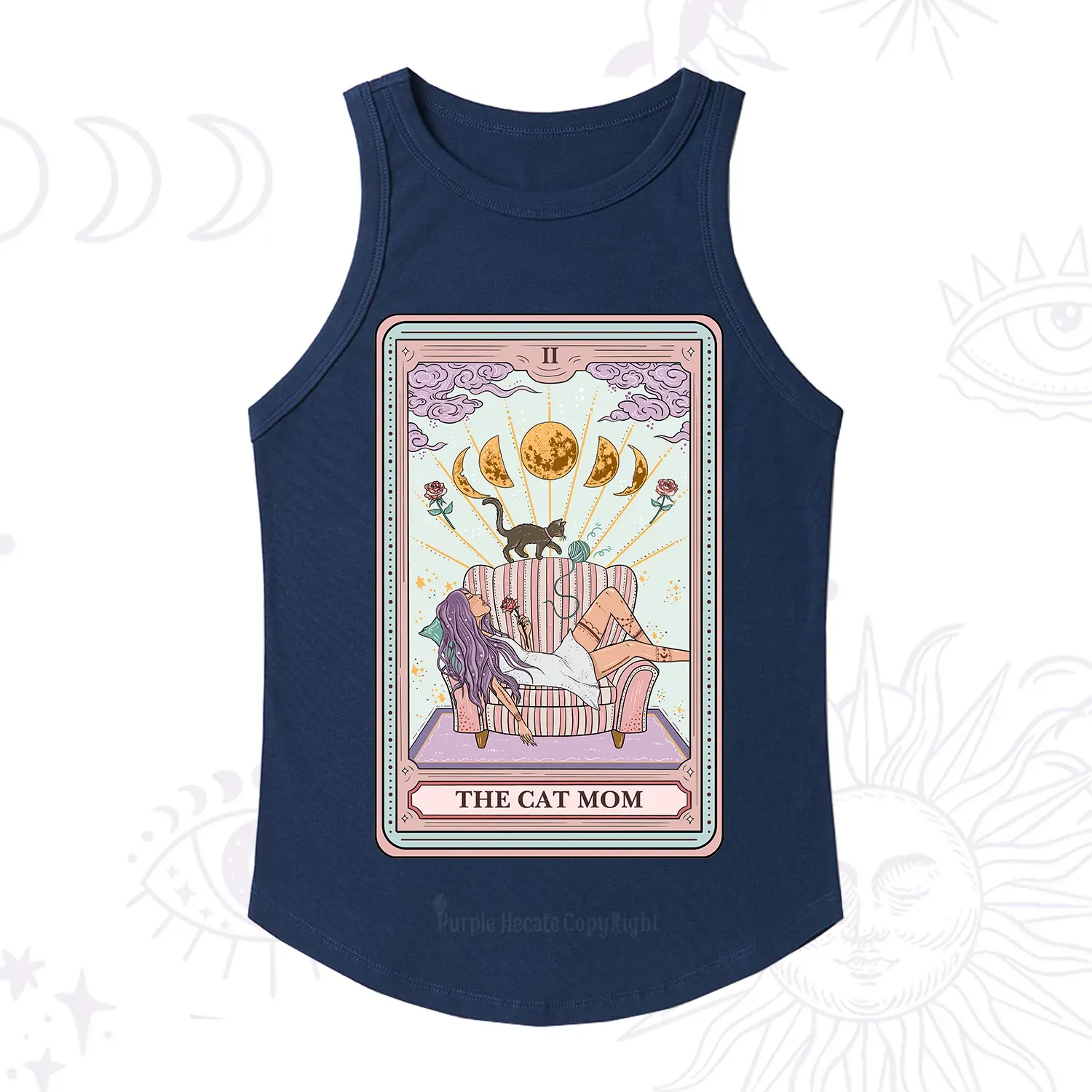 Purplehecate The Cat Mom Tarot Racerback Tank Top