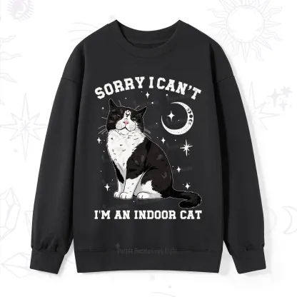 Purplehecate Sorry I Can't Go I'm an Indoor Cat Sweatshirt