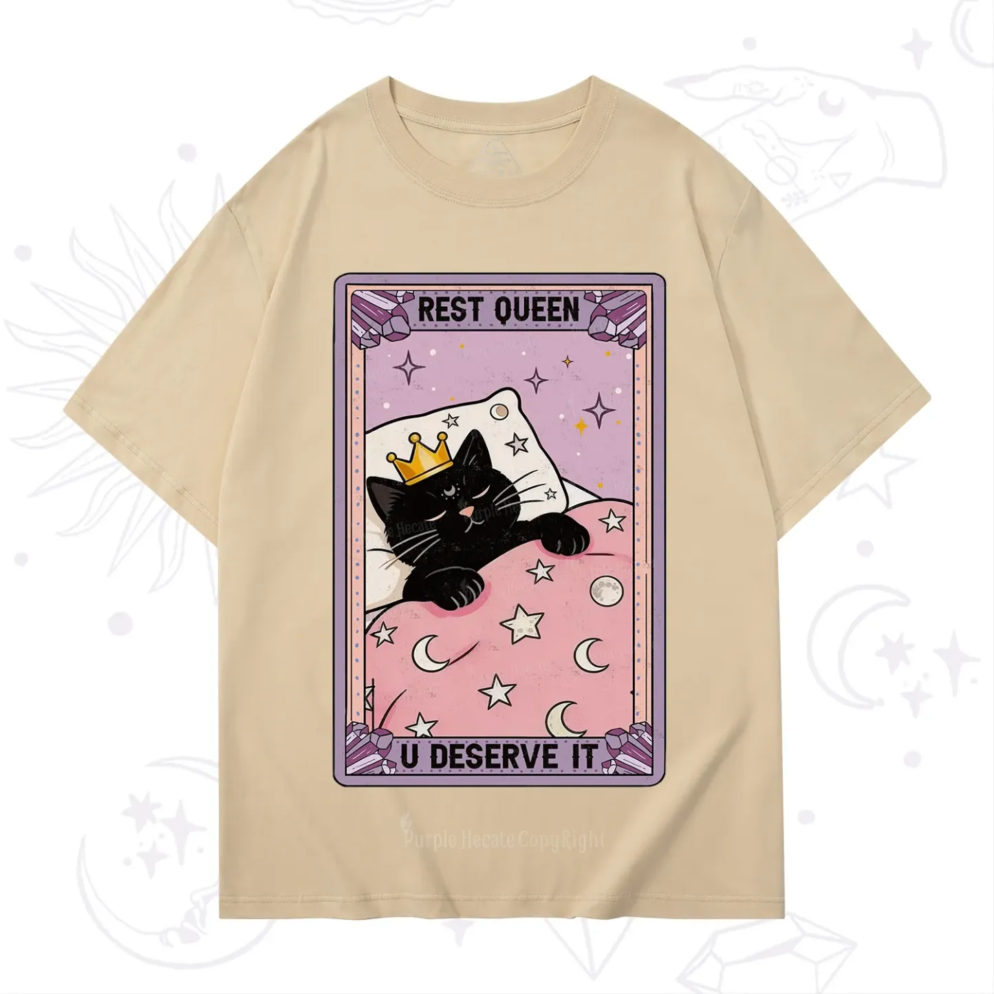 Purplehecate The Rest Queen Cat Tarot T-Shirt