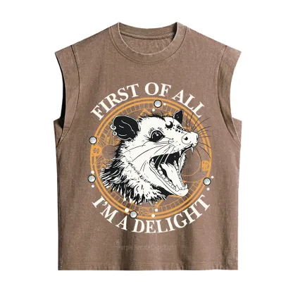 Purplehecate First Of All I Am A Delightful Angry Opossum Vintage Washed Tank