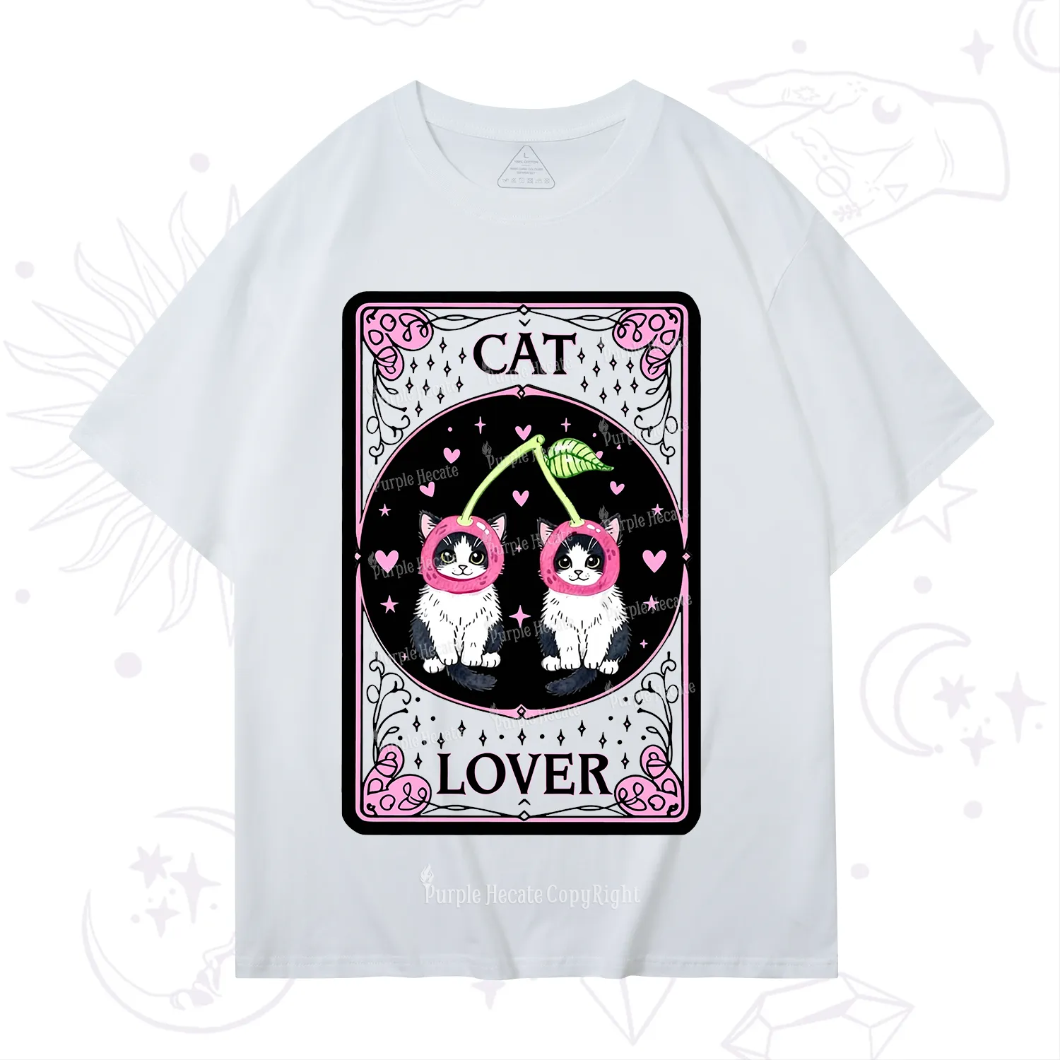 Purplehecate The Lovers Cherry Cat Tarot T-Shirt