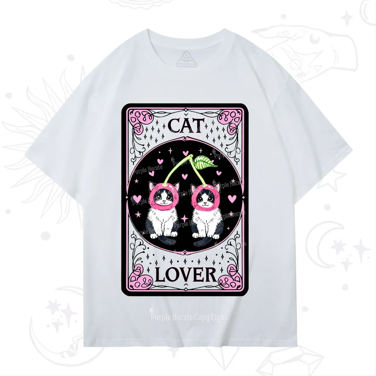 Purplehecate The Lovers Cherry Cat Tarot T-Shirt