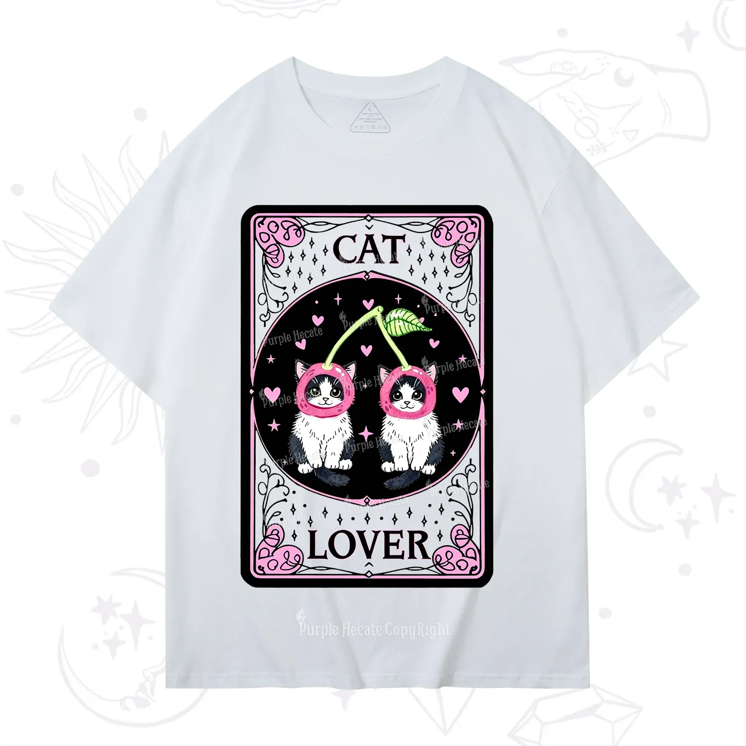 Purplehecate The Lovers Cherry Cat Tarot T-Shirt