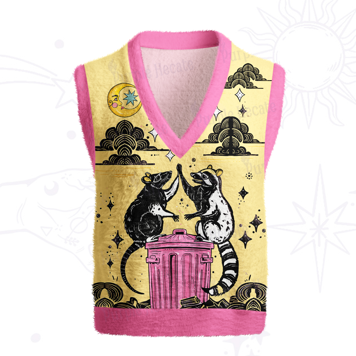 Purplehecate The Team Trash Opossum Tarot Ugly Sweater Vest