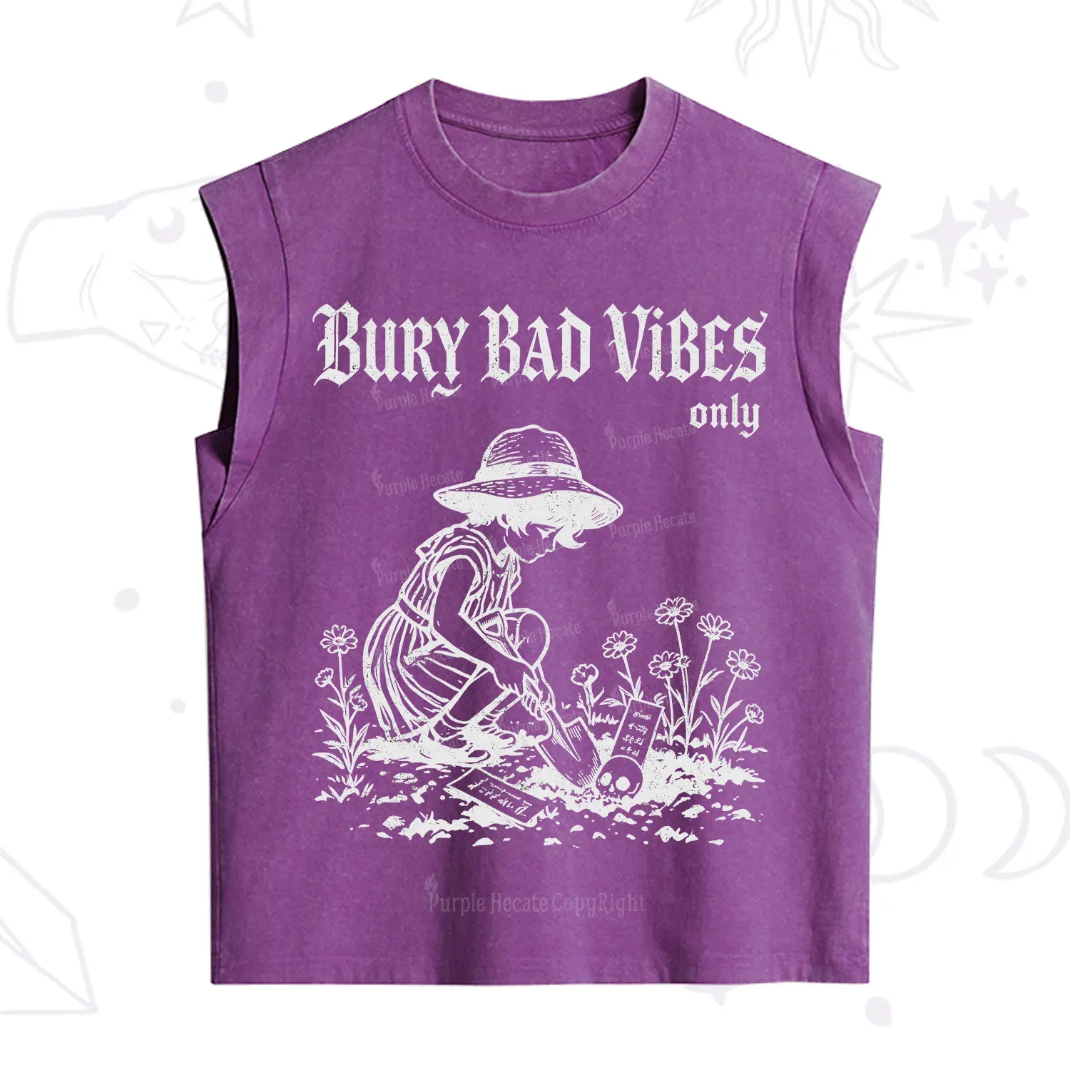 Purplehecate Bury Bad Vibes Only Vintage Washed Tank