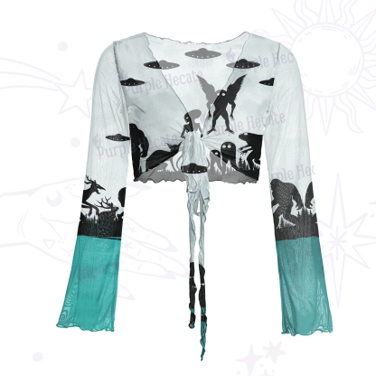 Purplehecate Alien Lake Monster Encounter Mesh Tie Front Top