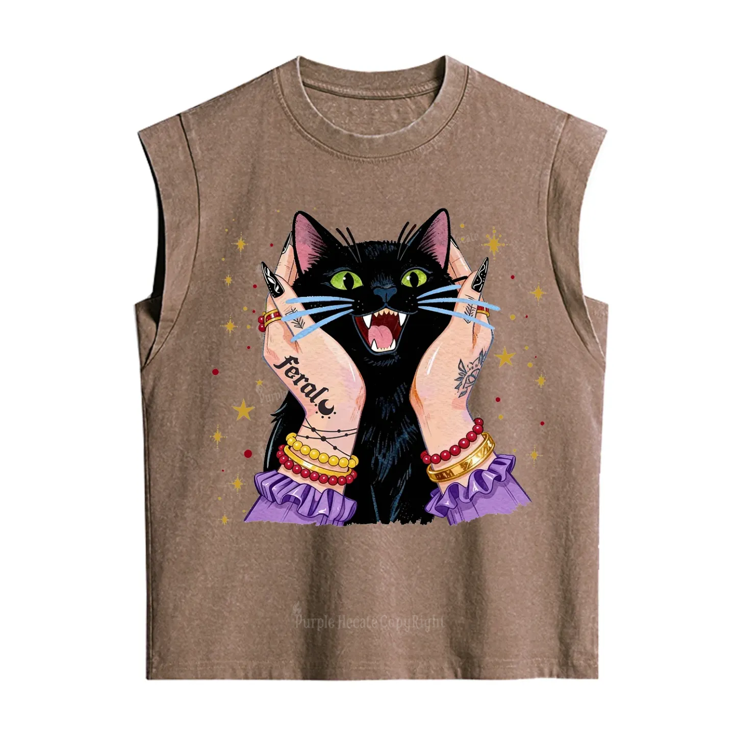 Purplehecate Feral Cat Magic Vintage Washed Tank