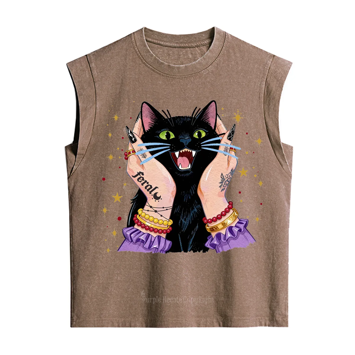 Purplehecate Feral Cat Magic Vintage Washed Tank