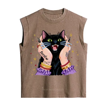 Purplehecate Feral Cat Magic Vintage Washed Tank