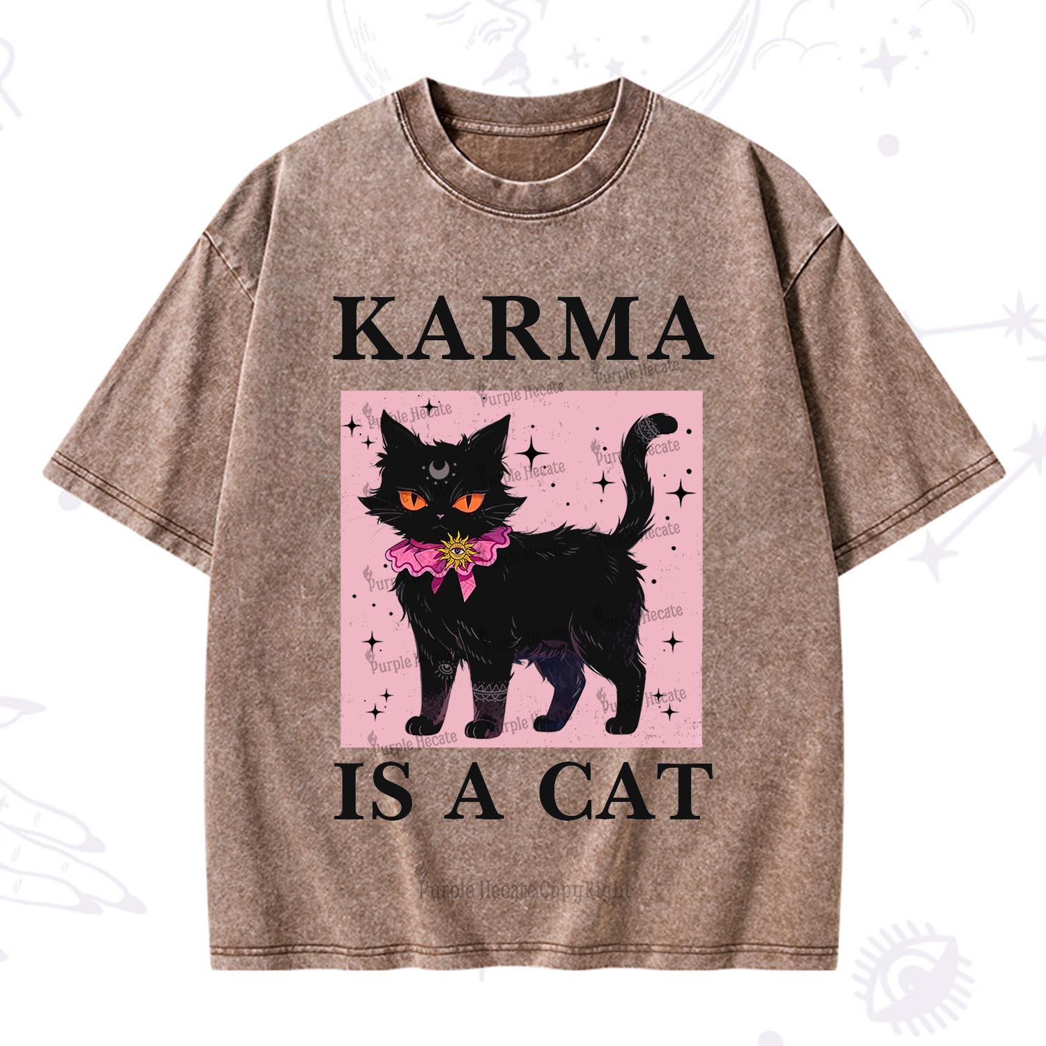 Purplehecate Karma Is A Cat Washed T-Shirt