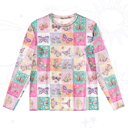 Purplehecate Dreamy Butterfly Garden Mesh Long Sleeve Top