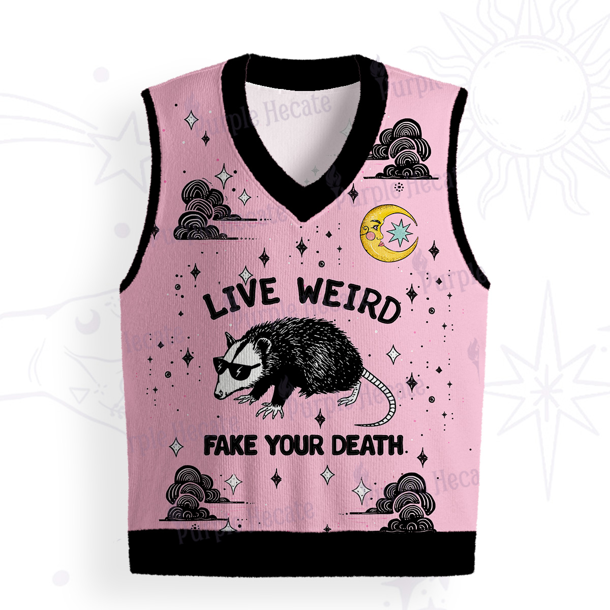 Purplehecate Live Weird Fake Your Death Ugly Sweater Vest