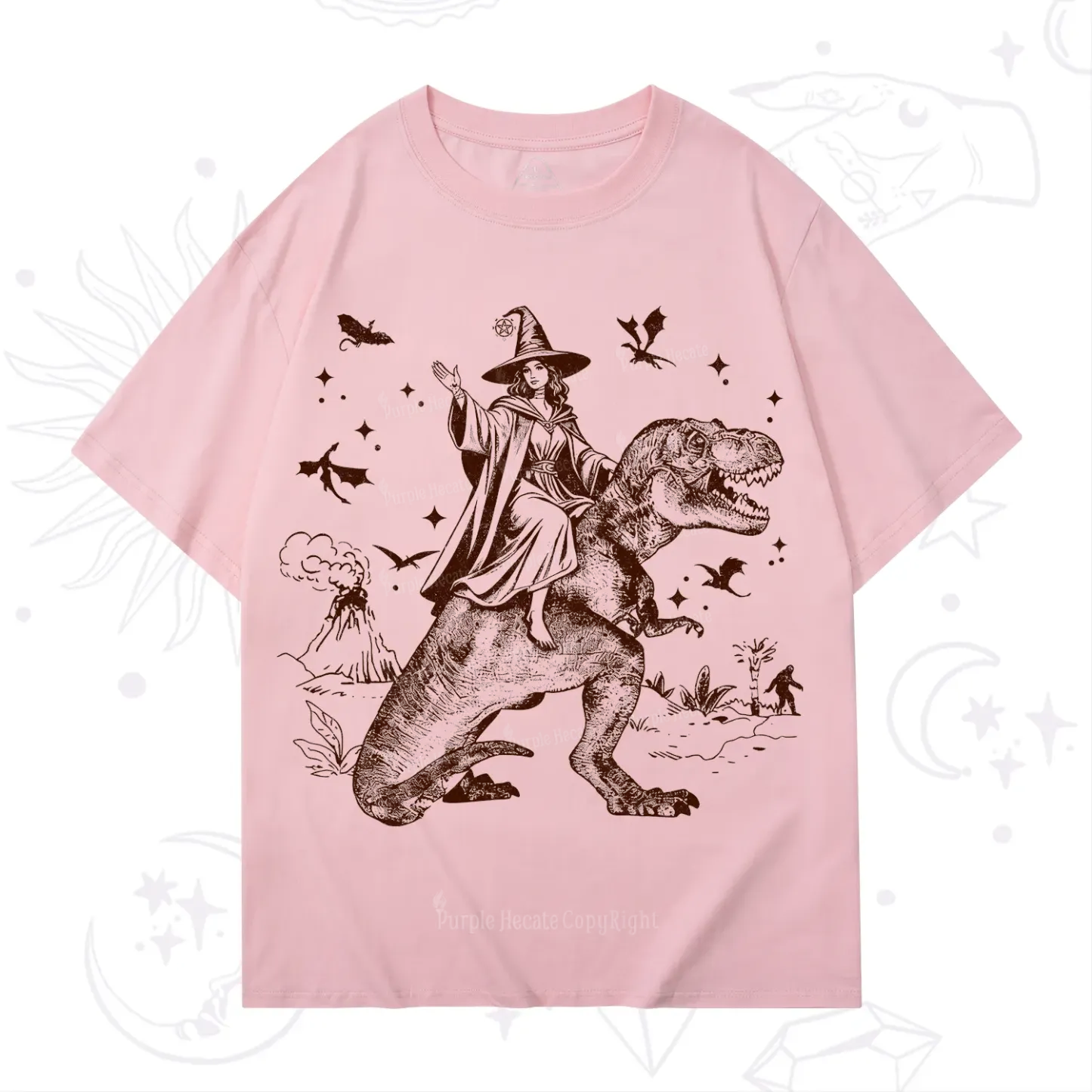 Purplehecate Witch Riding Dino T-Shirt
