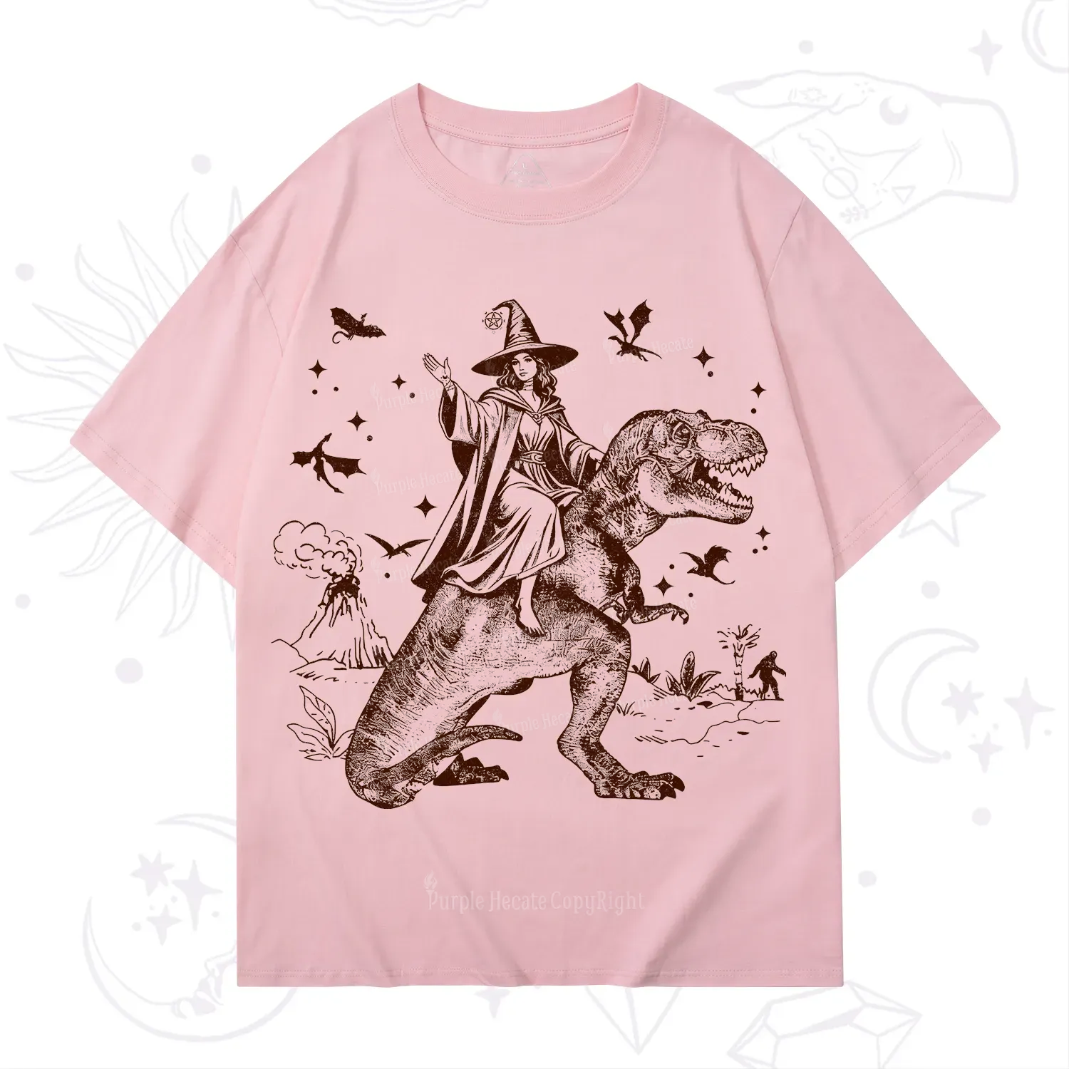 Purplehecate Witch Riding Dino T-Shirt