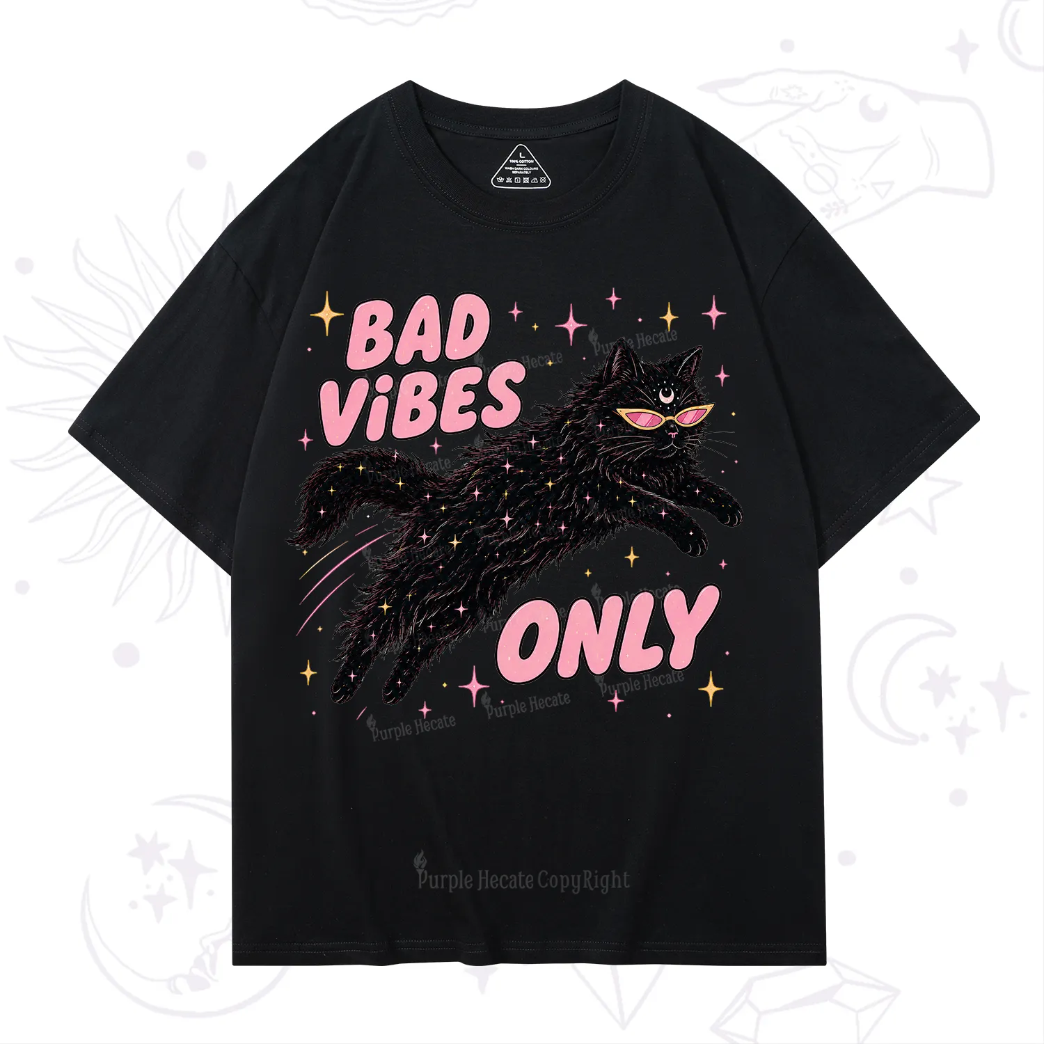 Purplehecate Black Cat Vibes Only T-Shirt