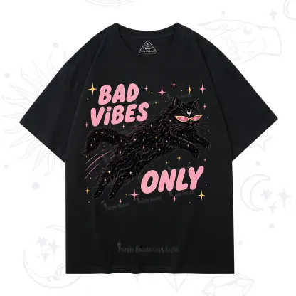 Purplehecate Black Cat Vibes Only T-Shirt