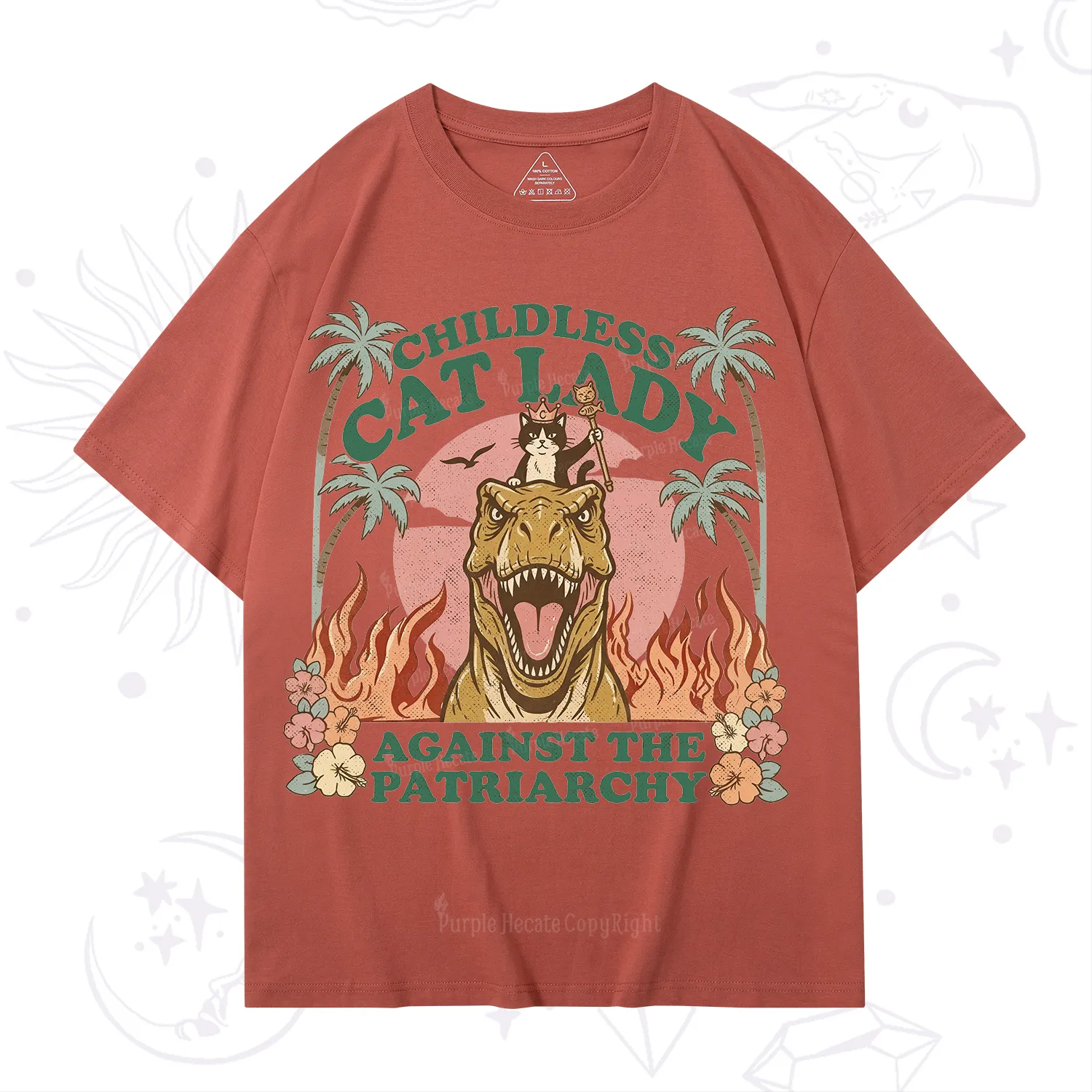 Purplehecate Childless Cat Lady Burn the Patriarchy T-Shirt