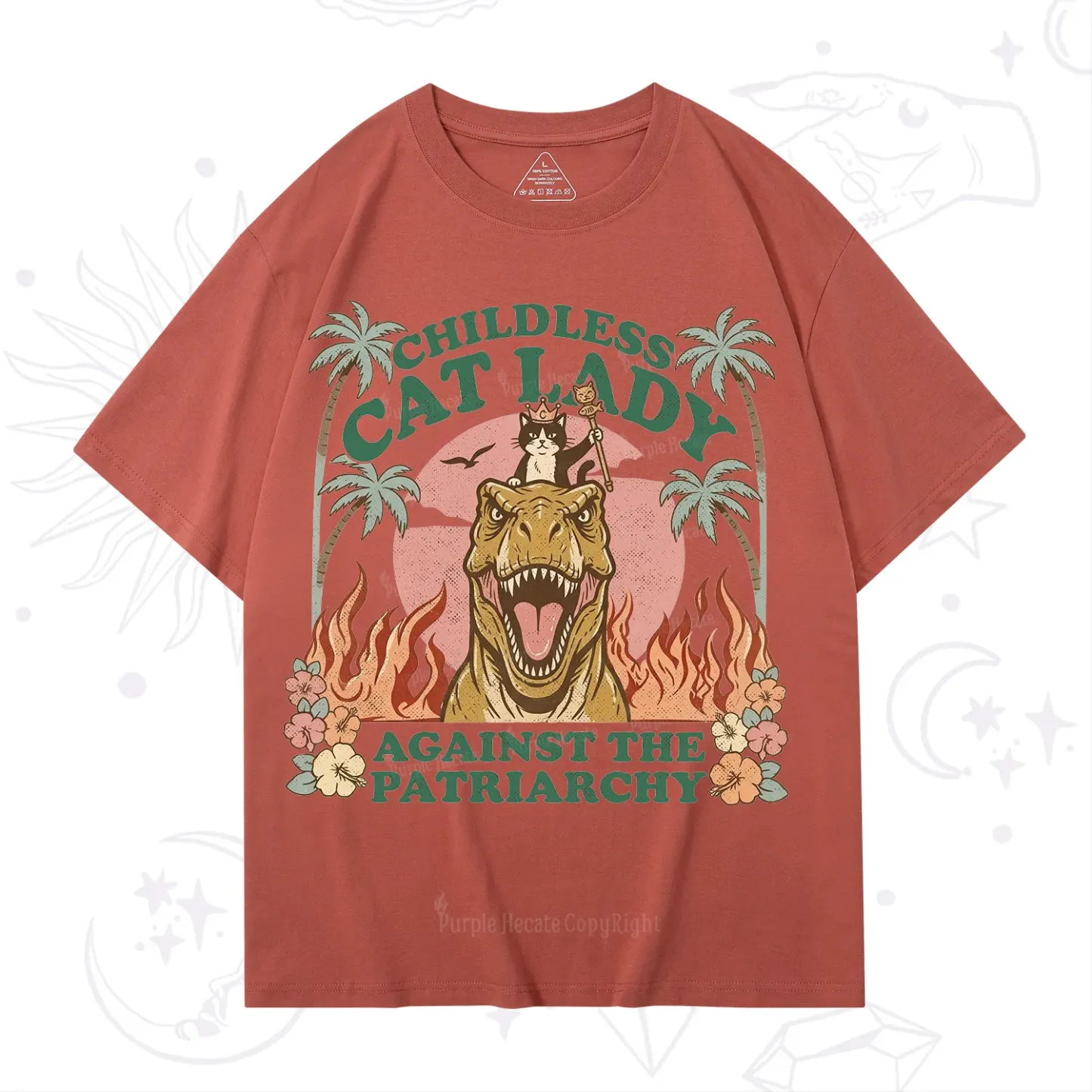 Purplehecate Childless Cat Lady Burn the Patriarchy T-Shirt