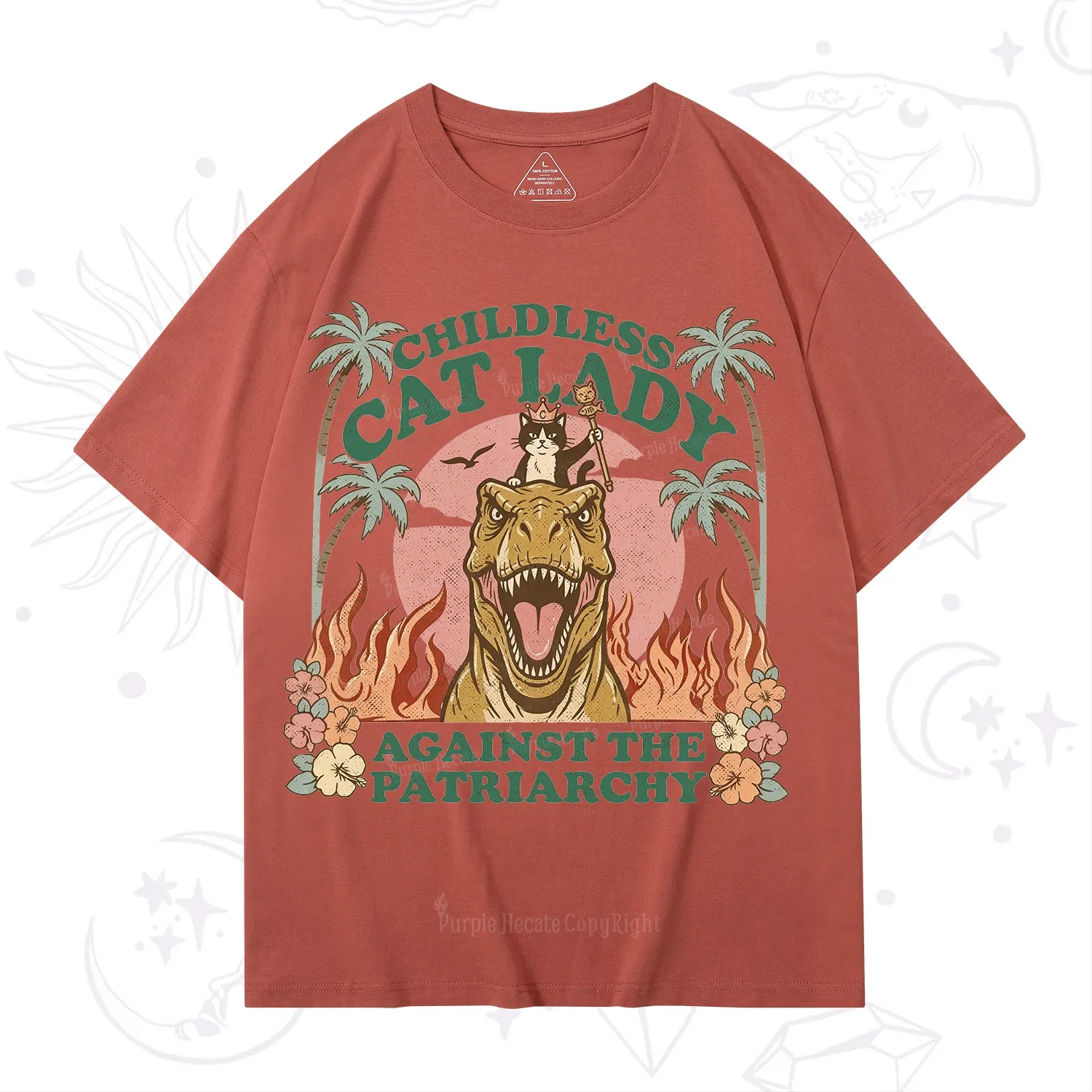 Purplehecate Childless Cat Lady Burn the Patriarchy T-Shirt