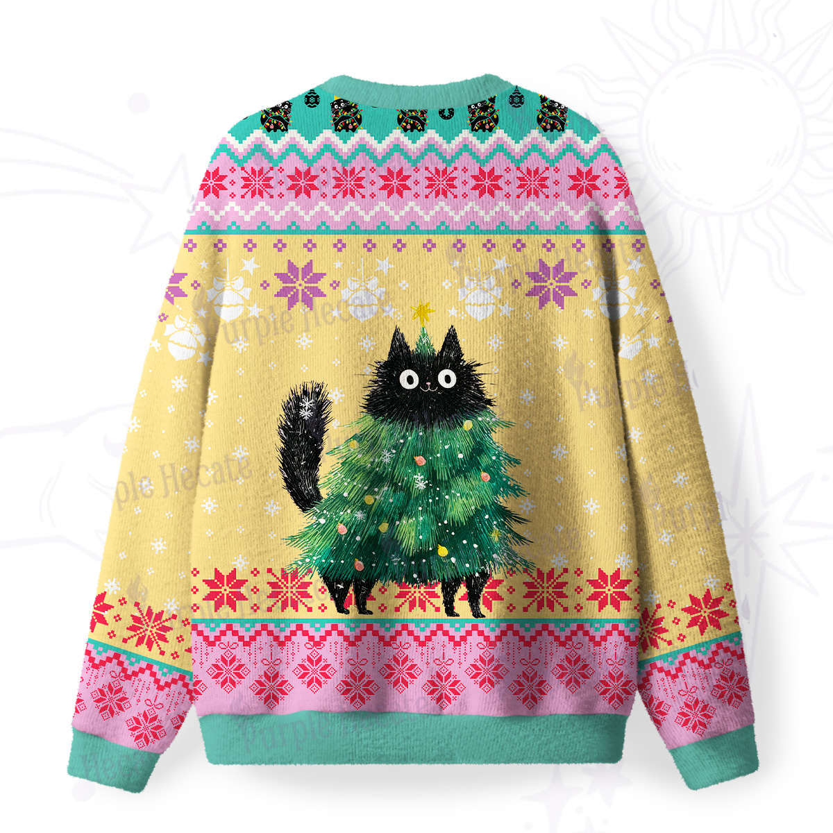 Purplehecate Funny Black Cat in Tree Fuzzy Ugly Sweatshirt