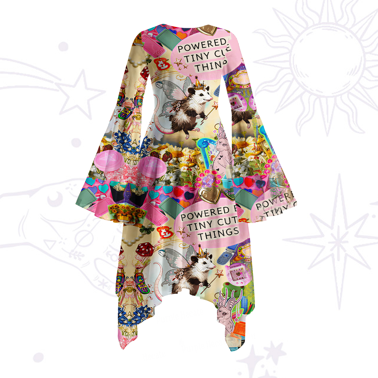 Purplehecate The Opossum Queen's Hoard Bell Sleeve Dress