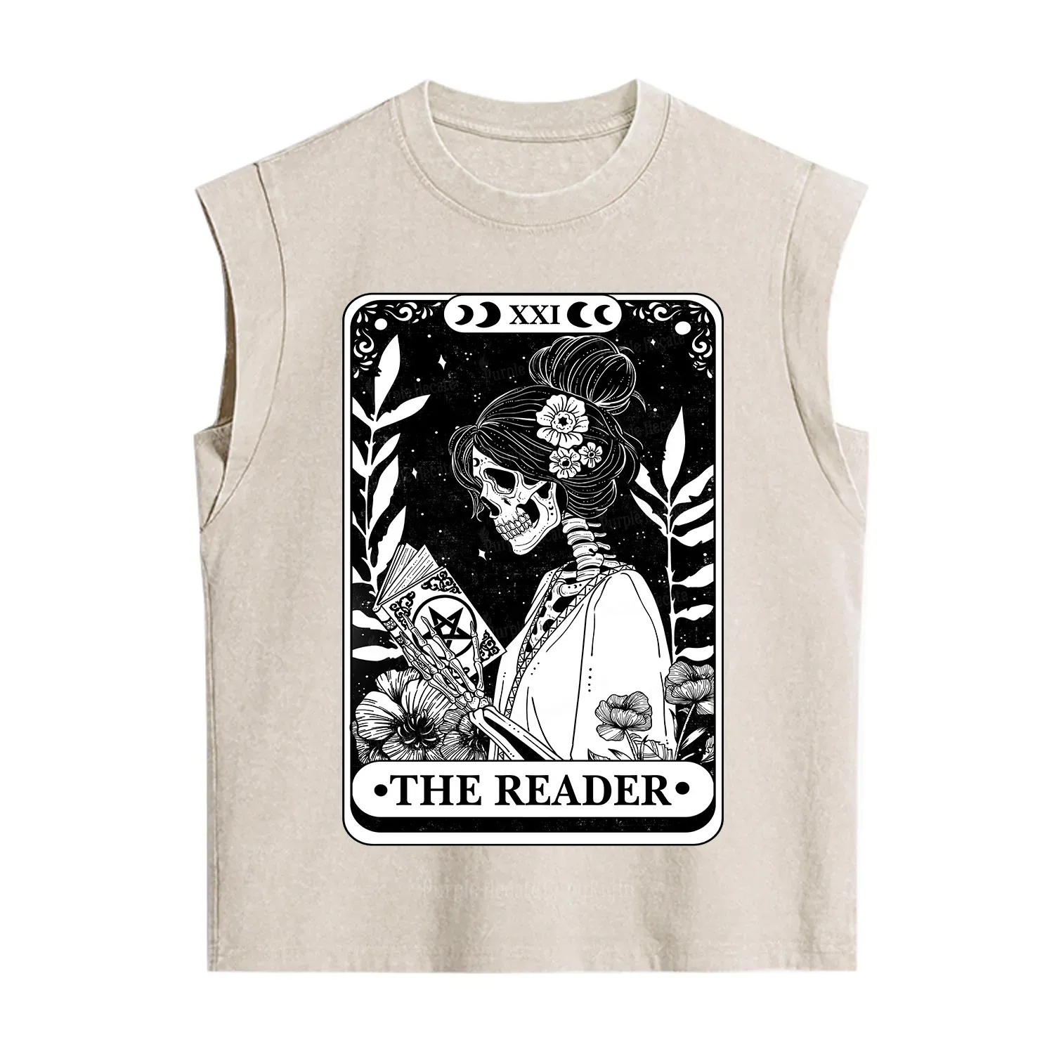 Purplehecate The Reader Skeleton Tarot Vintage Washed Tank