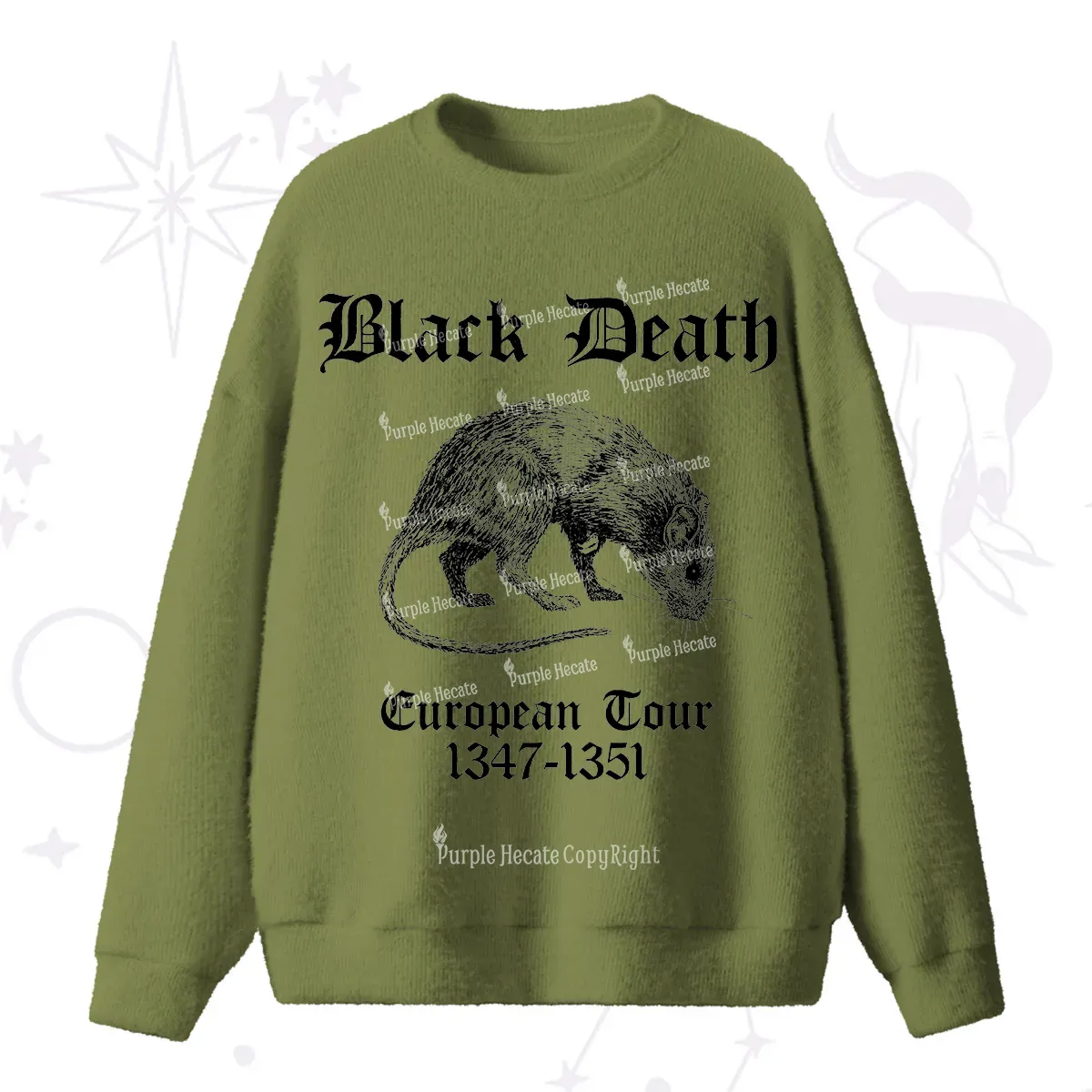 Purplehecate Black Death European Tour Fuzzy Ugly Sweater