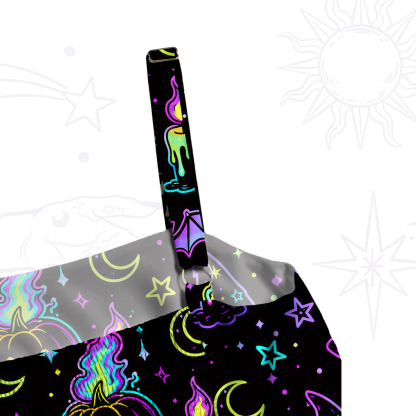 Purplehecate Neon Halloween Skeleton Cat Wide Straps Maxi Dress