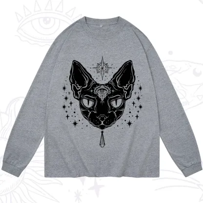 Purplehecate Three Eyed Sphynx Cat Long Sleeve T-Shirt